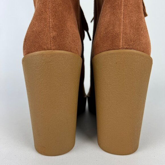 Jessica Simpson Maelyn Brown Suede Wedge Bootie Shearling Lace Up Zip size 8 - Picture 5 of 16